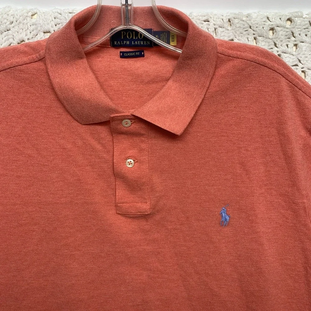 Polo‎ Ralph Lauren Polo Shirt Mens Sz XL Classic fit Orange Short Sleeve Cotton